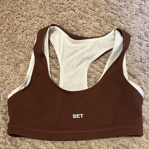 SET Active Brown and White Sports Bra